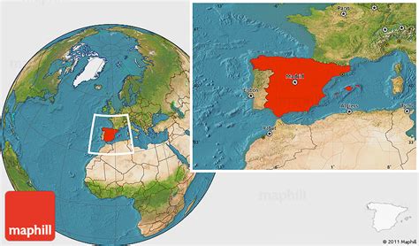 Satellite Location Map Of Spain