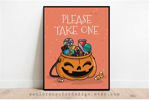 Halloween Candy Sign Please Take One Halloween Party Table Etsy