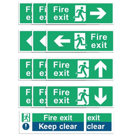 Buy Rubigo Safety Pack Of 16 Fire Exit Sign Right Left Up Down