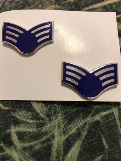 Usaf Us Air Force Pair Of Metal Collar Rank Insignia Senior Airman E 4