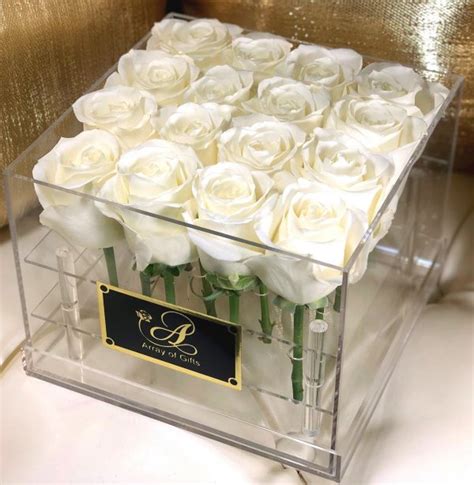 White Roses Clear Flower Box Houston