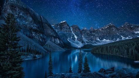 Jungle Night Sky Alpine Lakes Windows 10 Hd Wallpaper Preview