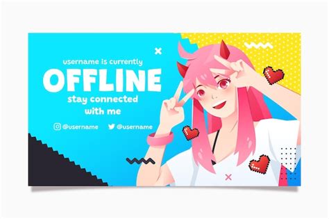 Free Vector Anime Offline Banner For Twitch