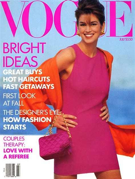 Vogue July 1990 Cindy Crawford Vogue Magazine Fashion Magazine Cover