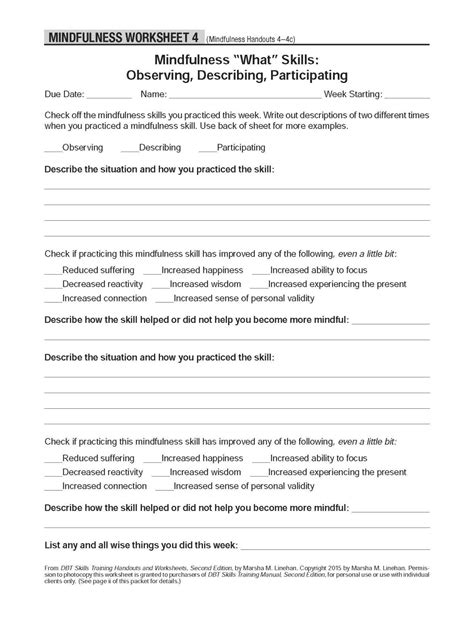 Printable Dbt Mindfulness Worksheets