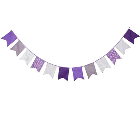 New Bigger Size 12 Flags Purple Bunting Fabric Banners Personality Baby