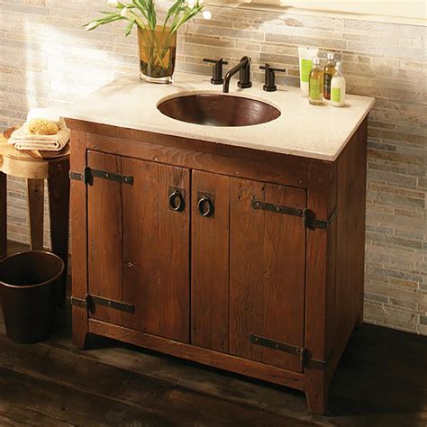 60 Reclaimed Wood Single Apothecary Chest Bath Vanity W Copper Trough Sink Package Home And Living