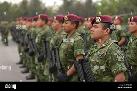 Mexican Army Paratroopers During A Ceremony Honoring Members Of The