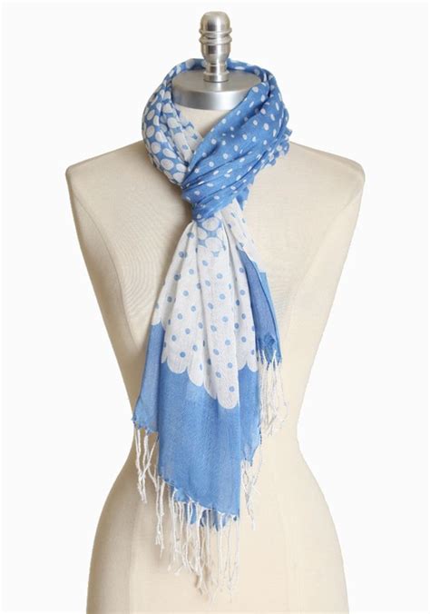 Polka Dot Parade Scarf Vintage Inspired Outfits Blue And White