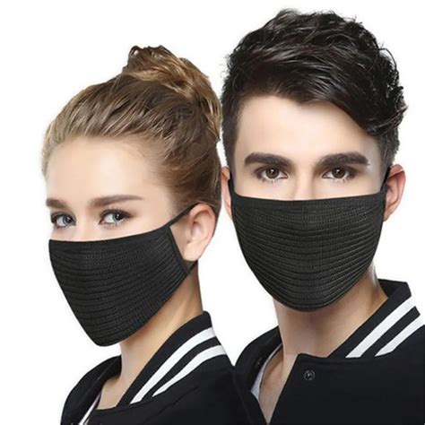 Pcs Fashion Autumn Winter Warm Mouth Masks For Women Men Unisex Solid Black Fine Wool Windproof