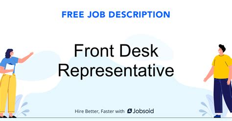 Salary ranges can vary widely depending on many important factors, including education, certifications, additional skills, the number of years you have spent in your profession. Front Desk Representative Job Description - Jobsoid
