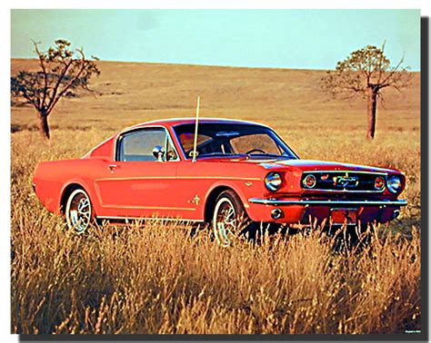 1965 Red Ford Mustang Car Poster Car Posters Automotive Posters