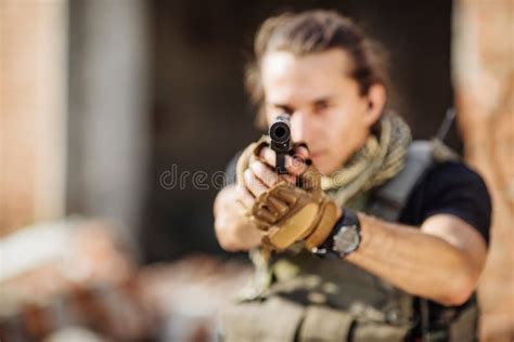 Private Military Contractor During The Special Operation Stock Photo