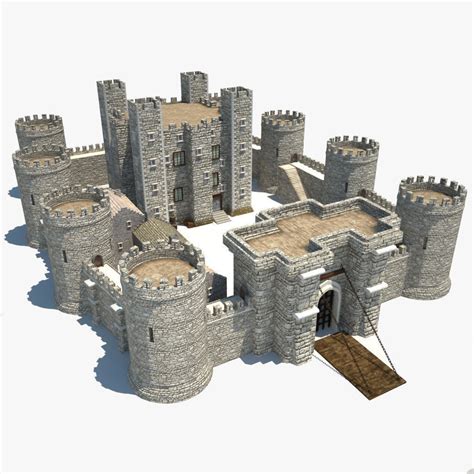 3d Model Medieval Castle Vr Ar Low Poly Max