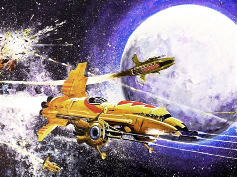 Space Battle In Neon Dragons Science Fiction Comic Art Gallery Room