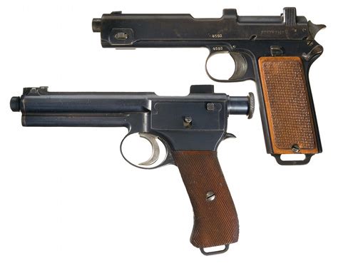 Two Steyr Semi Automatic Pistols A Steyr Hahn Model 1911 Semi