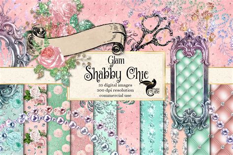 glam shabby chic digital scrapbooking kit 246337 illustrations design bundles