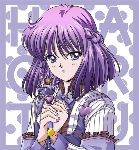 An Anime Character With Purple Hair Holding A Cell Phone