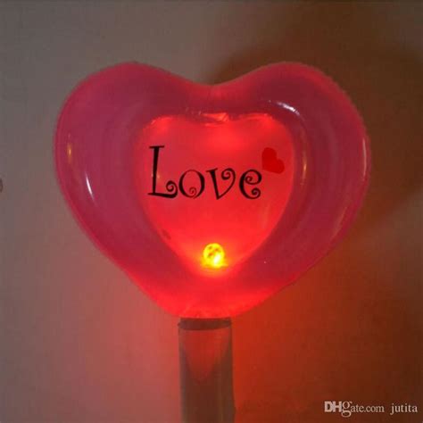 Romantic Flashing Love Heart Inflatable Sticks Light Up Stick Children
