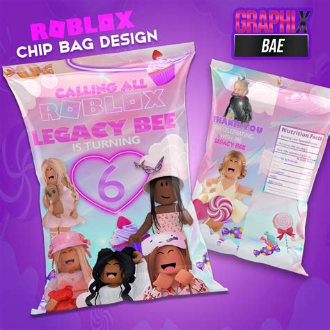 Roblox Inspired Girls Birthday Favor Bags Custom Chip Bags Etsy