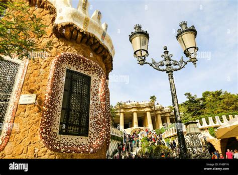 Facade View Of Gingerbread House Of Architect Gaudi And Park Guell In A