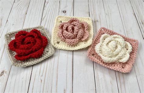 Crochet Granny Square Rose Ava Crochet