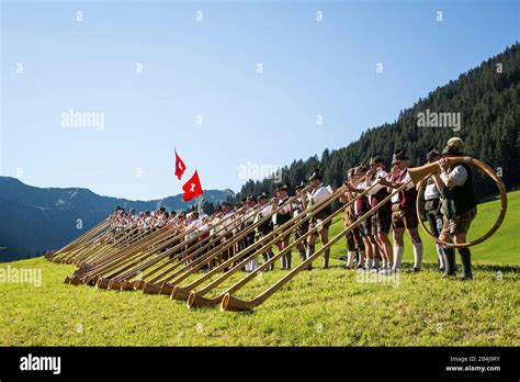 Austria Vorarlberg Small Walsertal Baad Alphorn Festival Alphorn