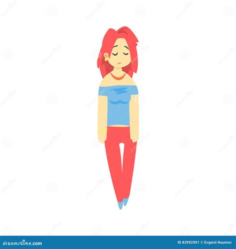 Sad Girl With Red Hair Walking Feeling Blue Part Of Depressed Female