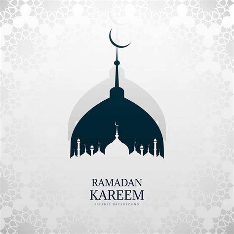 Blue And White Mosque Silhouette Ramadan Kareem Greeting 1053674 Vector