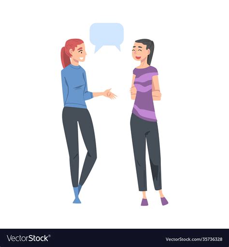 Two Girls Talking To Each Other With Speech Vector Image