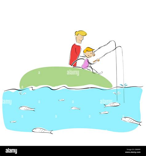 Ilustración De Padre E Hijo Juntos De Pesca Fotografía De Stock Alamy
