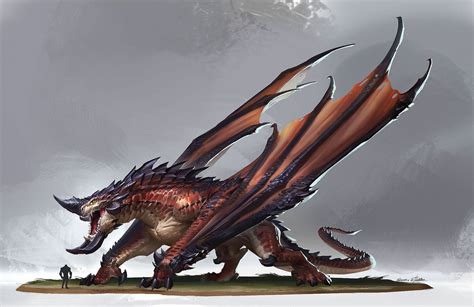 Red Dragon Concept By Qichao Wang Creature Concept Art Mythical