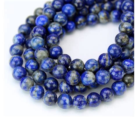 Lapis Lazuli Beads With Veins And Inclusions 6mm Round Golden Age Beads