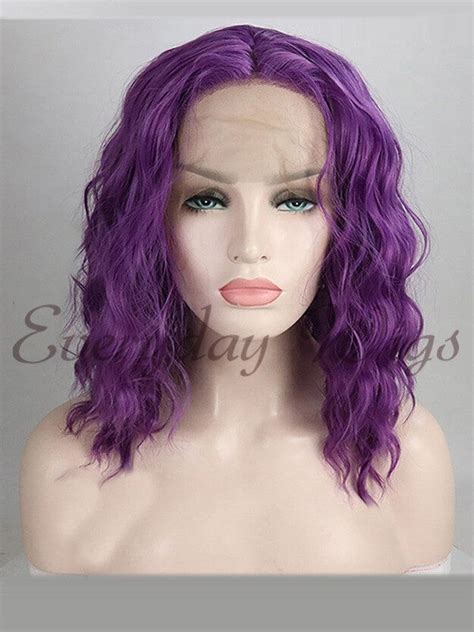 14 Short Purple Wavy Synthetic Lace Front Wig Edw1103 Short Ombre