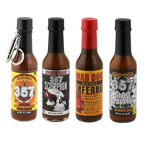 Mad Dog 357 Extreme Four Bottle Hot Sauce T Set Buy Online In