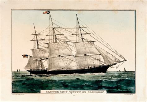 Lithograph Entitled Clipper Ship Queen Of Clippers 1853 By N