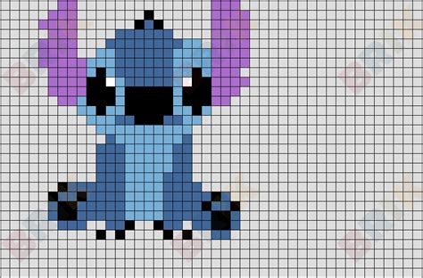 Stitch Pixel Art Grid Lilo And Stitch Square Perler Bead Pattern