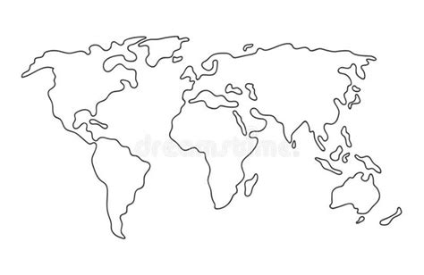 World Map Hand Drawn Simple Stylized Continents