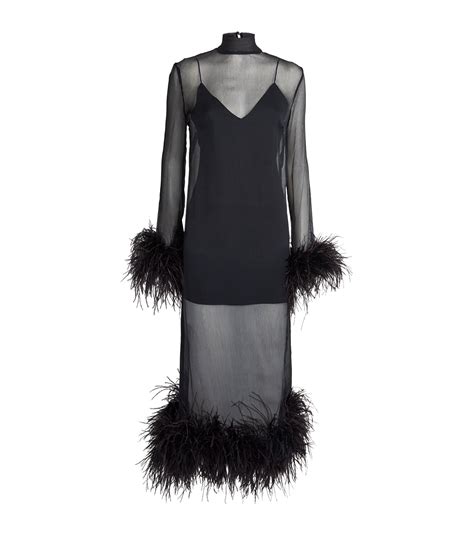 Taller Marmo Ostrich Feather Gina Midi Dress Harrods Hk