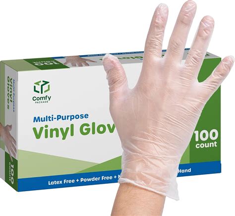 Comfy Package 100 Pack Clear Powder Free Vinyl Disposable