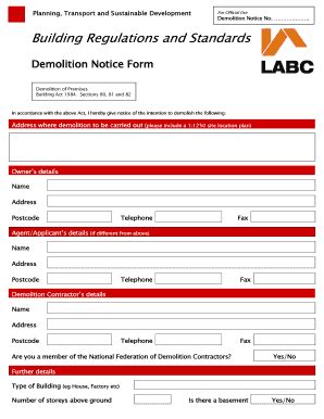 Fillable Online Bristol Gov Demolition Notice Form Bristol Gov Fax