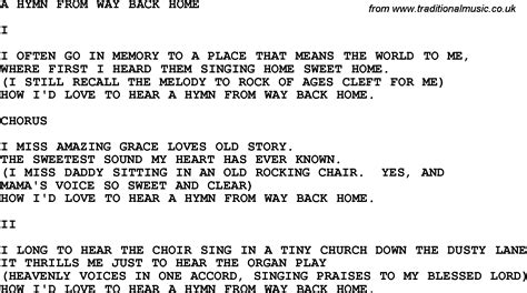 English translation for way back home lyrics by shaun with hangul, romanization and music video included. Country, Southern and Bluegrass Gospel Song A Hymn From ...