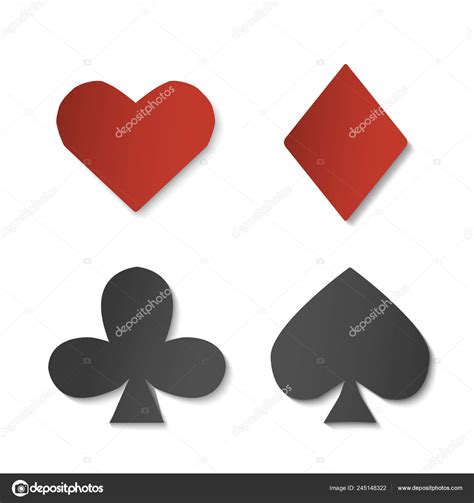 Playing Card Sign Symbols Paper Set Of Four Shapes Vector