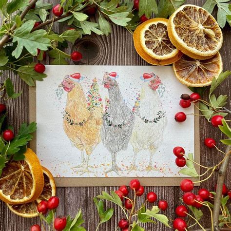 The Bees Knees British Imports Three French Hens Christmas Eco Card