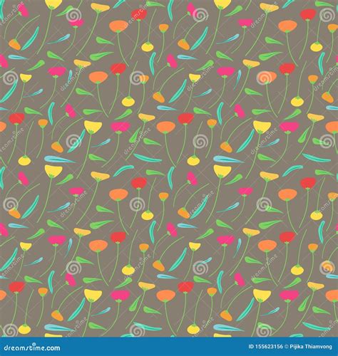 Seamless Pattern Background With Flowers And Leaves Stock Vector