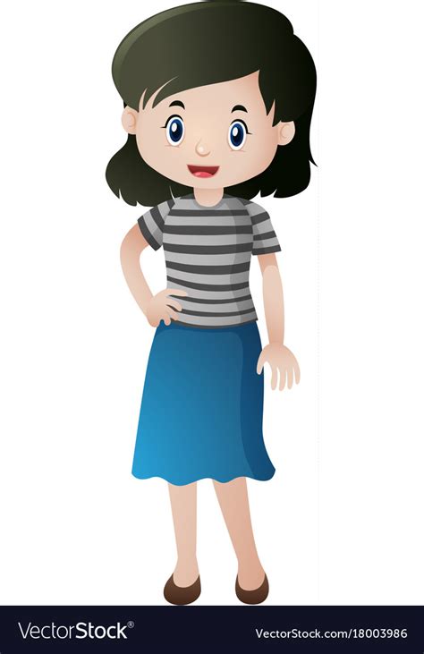 Woman Wearing Blue Skirt Royalty Free Vector Image