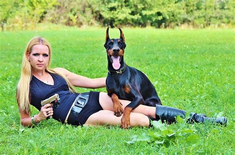 Free Images Grass Woman Lawn Model Weapon Sexy Hunting Target Doberman Pistol Sniper