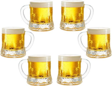 Circleware Roadhouse Mini Mason Beer Mug Heavy Base Glasses Set Of 6 Fun Party Entertainment