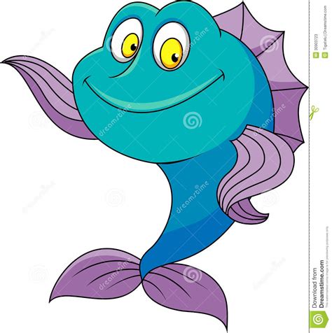 Cute Fish Cartoon Waving Stock Vector Illustration Of
