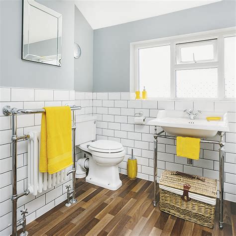 Buy bathroom accessories from uk bathrooms' large stylish and classic collection of designer and as with other parts of the bathroom such as toilets, baths and showers, design styles are commonly seen in wood and chrome finishes in the past, now brands are introducing more options in. White and grey bathroom with yellow accents and faux-wood ...